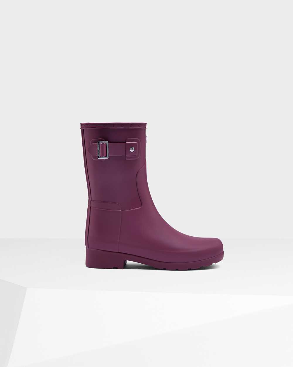 Womens Hunter Refined Slim Fit Short Mid-Calf Rain Boots Purple | RGDOFB-568